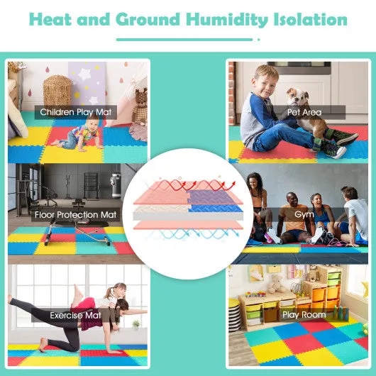 12 Pieces Puzzle Interlocking Flooring Mat with Anti-slip and Waterproof Surface