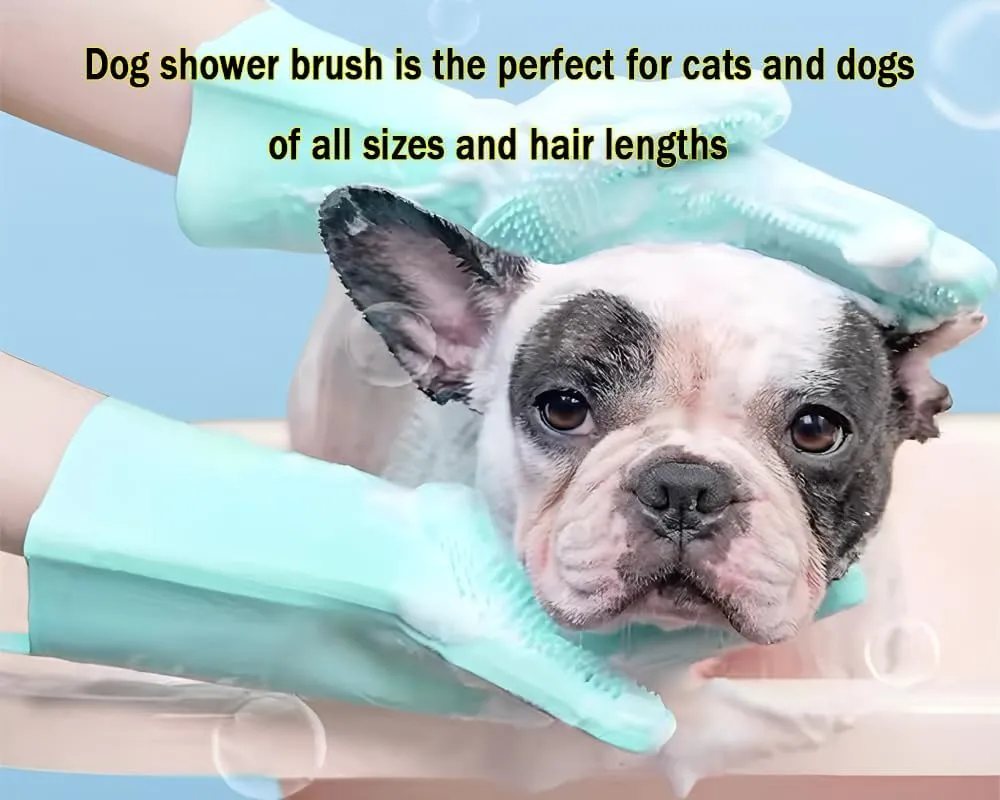2 pairs Silicone Dishwashing & Pet Grooming Gloves - 2-in-1 Heat Resistant Gloves with High-Density Teeth, Enhanced Five Finger Design for Bathing, Cleaning Dishes, Cars, Dogs & Cats(Green)