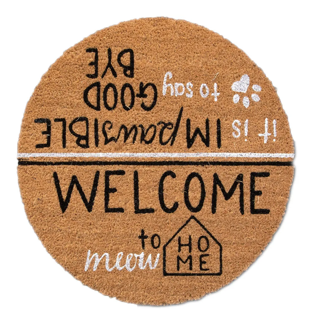 4 Cats & Dogs Hello Goodbye Round Entrance Mat