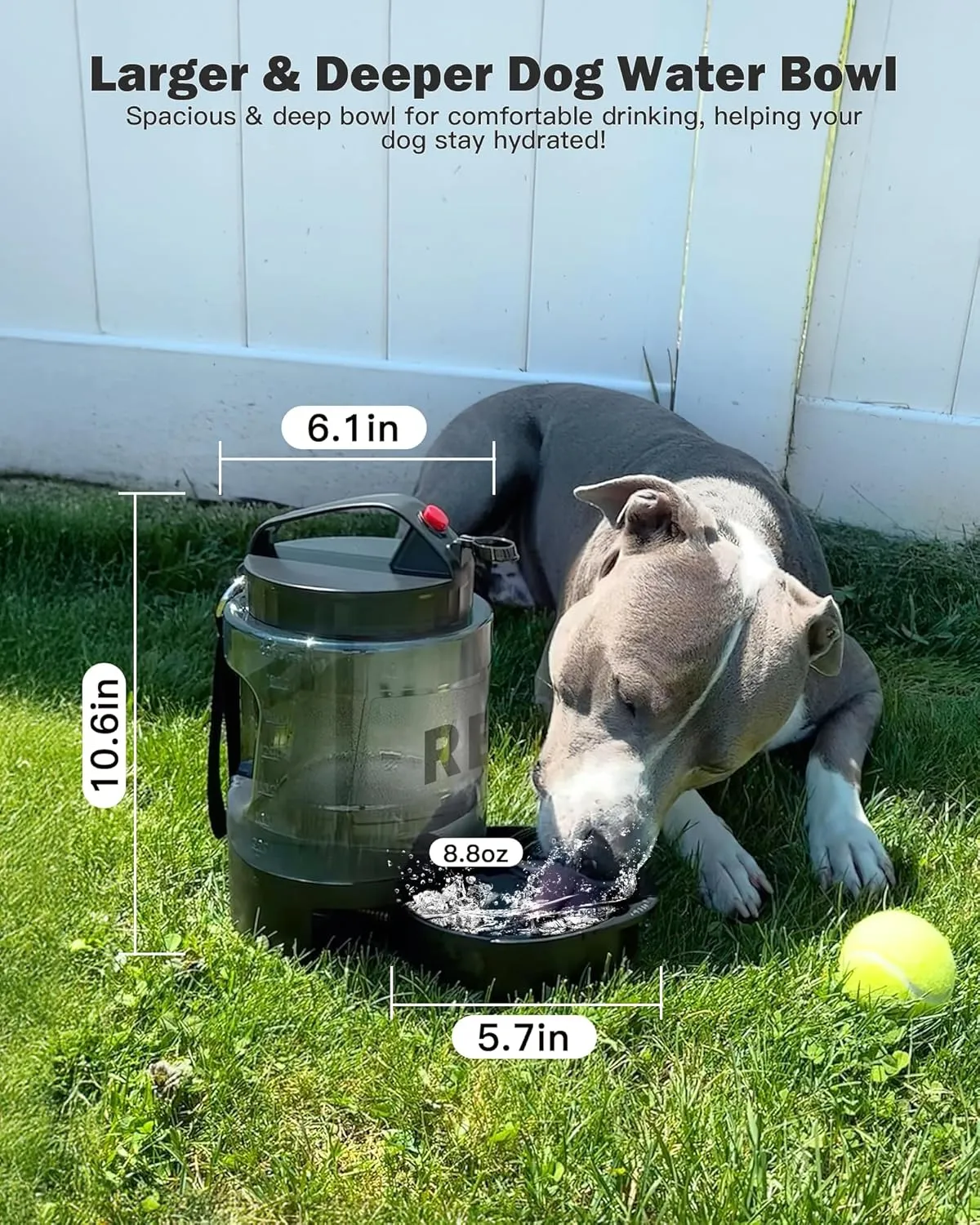 77oz Large Dog Water Bottle Travel - Portable Dog Travel Water Dispenser with Bowl, Ideal for Travelling, Hiking, Camping, Parks, Outdoor, Black