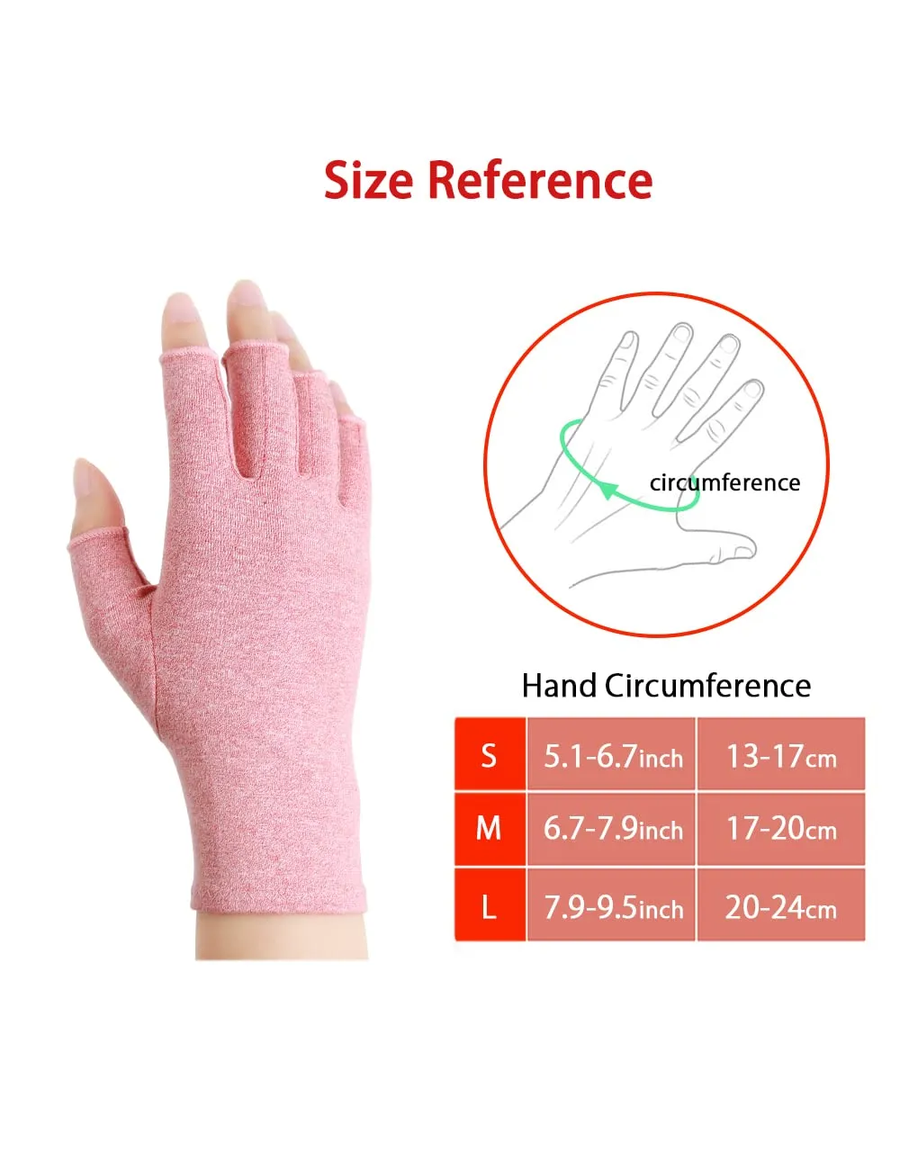AovYoo 2 Pairs Fingerless Arthritis Compression Gloves Raynauds Gloves Rheumatoid Osteoarthritis Wrist Supports -Hand Pain Relief (L, Pink) L