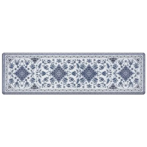 ASPMIZ Blue Boho Kitchen Runner Rug, Bohemian Geometry Kitchen Mats for Floor Cushioned Anti Fatigue, Waterproof Non-Slip Kitchen Mats and Rugs, Farmhouse Runner Rug for Hallway, Kitchen, 18 x 60 Inch
