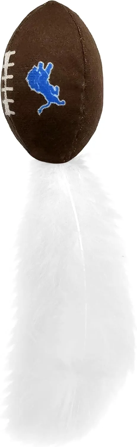 BEST PLUSH CAT TOY - NFL DETROIT LIONS Complete Set of 3 piece Cat Toys filled with Fresh Catnip. Includes: 1 Helmet Cat Toy, 1 Football Cat Toy with Feathers & 1 Beer Bottle. Beautiful Team LOGOS