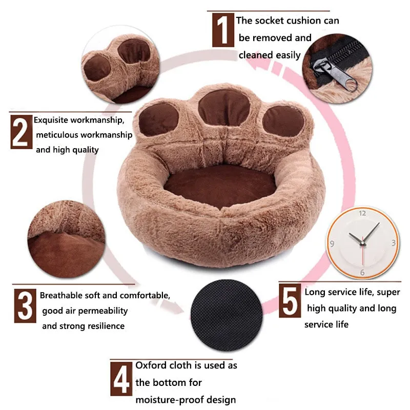 Best Super Soft Bear Paw Dog Mattress Fleece Nest Kennel Long Plush