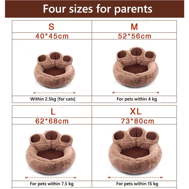 Best Super Soft Bear Paw Dog Mattress Fleece Nest Kennel Long Plush