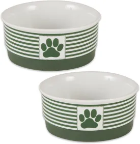 Bone Dry Paw & Patch Ceramic Pet Collection, Small Set, 4.25x2, Hunter Green, 2 Piece,5742
