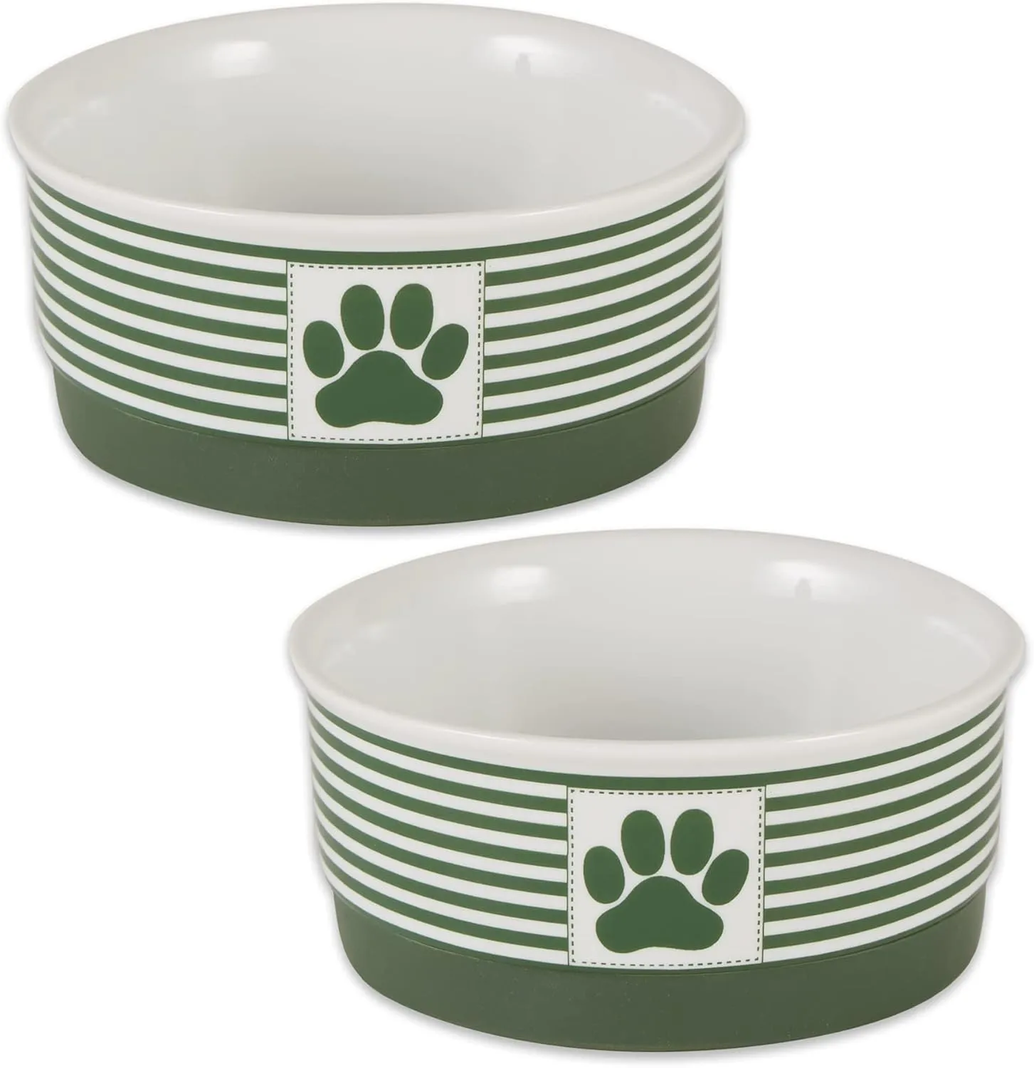 Bone Dry Paw & Patch Ceramic Pet Collection, Small Set, 4.25x2, Hunter Green, 2 Piece,5742