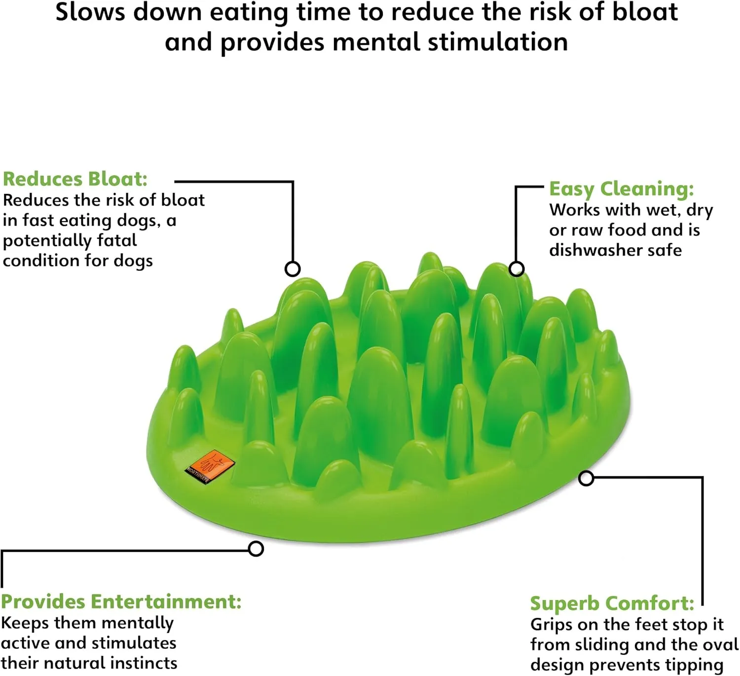 Company of Animals GREEN Slow Interactive Feeder for Dogs, Size Large, Best Fun Slow Feeder Dog Bowl, Anti-Gulp, Gobble Stopper, Mental Stimulation Dog Puzzle, Suitable for Small, Medium & Large Dogs