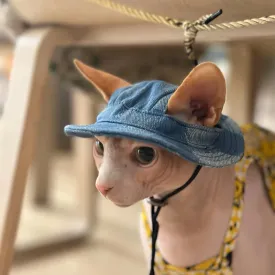 Cotton Cat Hat with Ear Holes | Adjustable Tie Dye Hat for Sphynx, Hairless Cats, and Devon Rex | Sunscreen Travel Hiking Hat | Alo Trendy