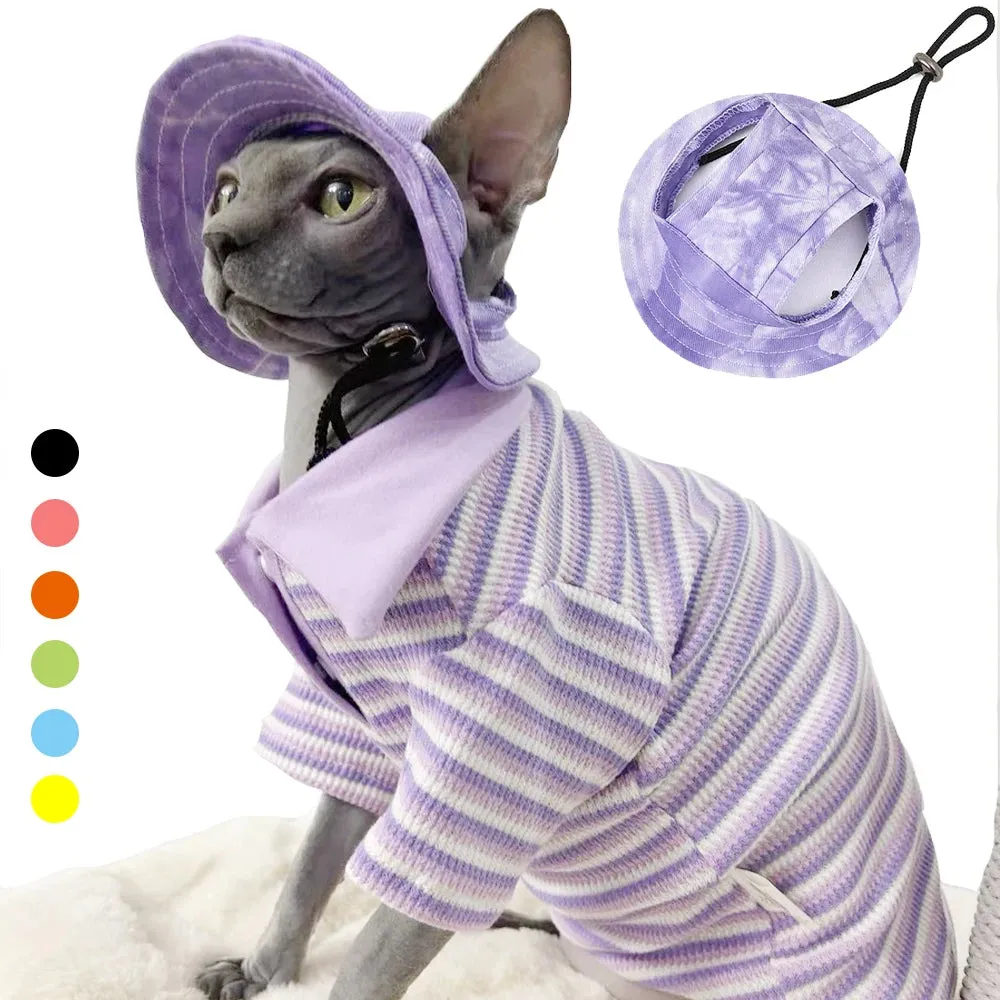 Cotton Cat Hat with Ear Holes | Adjustable Tie Dye Hat for Sphynx, Hairless Cats, and Devon Rex | Sunscreen Travel Hiking Hat | Alo Trendy