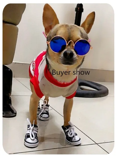 Denim Pet Dog Shoes Anti-slip Waterproof Sporty Sneakers Booties