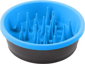 Dexas Slow Feeder Dog Bowl for Healthier Digestion, Teeth and Gums, 6 Cup Capacity, Gray and Blue