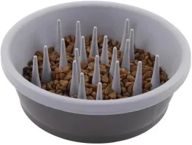 Dexas Slow Feeder Dog Bowl for Healthier Digestion, Teeth and Gums, 6 Cup Capacity, Gray