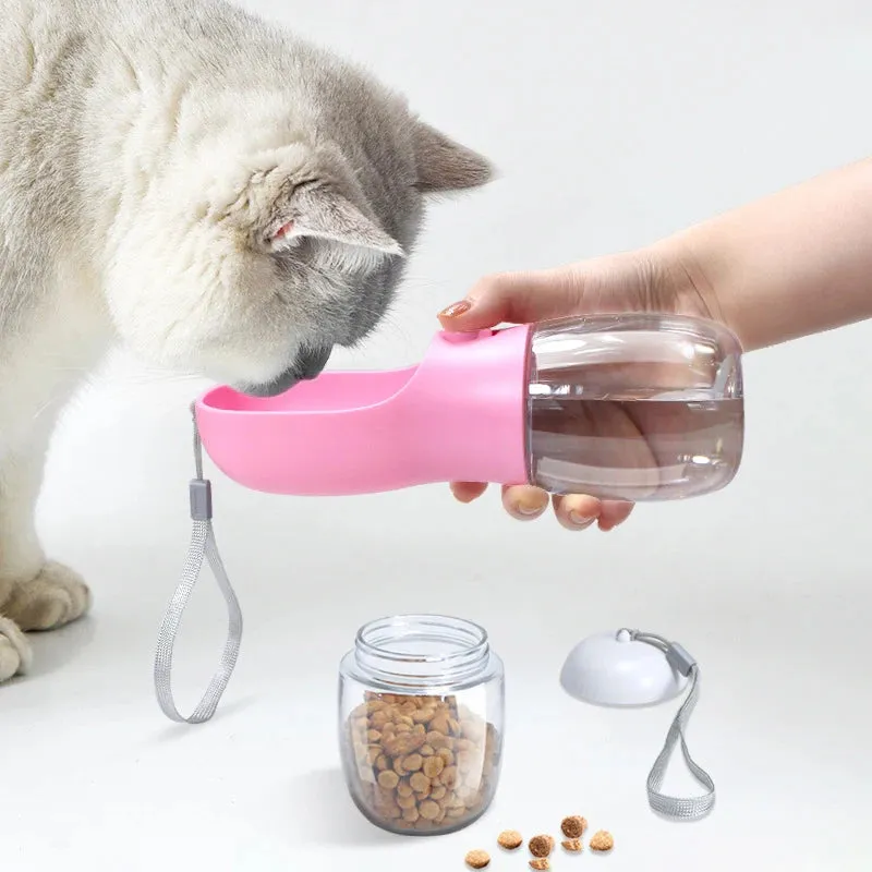 Dog Cat Water Bottle 3-1 Portable Travel with Food Container Pet