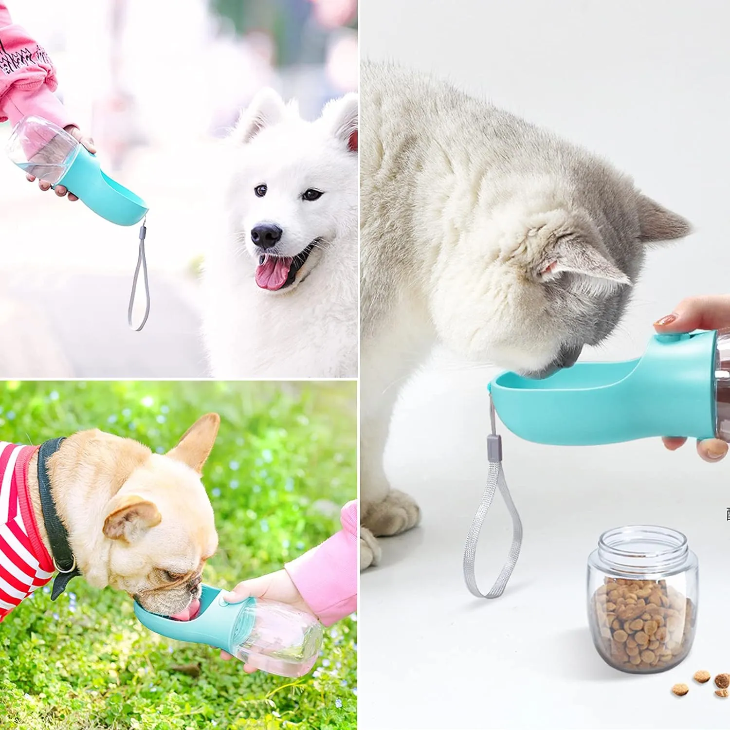 Dog Cat Water Bottle 3-1 Portable Travel with Food Container Pet