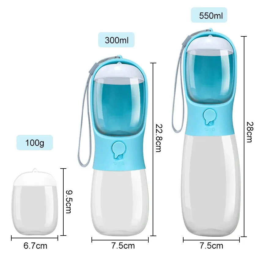Dog Cat Water Bottle 3-1 Portable Travel with Food Container Pet
