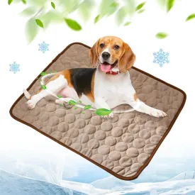 Dog Cooling Mat, 2025 New Pets Self Cooling Pad, Portable Pet Travel Mats for Car Seat, Washable Pet Mat for Indoor and Outdoor, Soft Pads for Dogs and Cats (Coffee, S: 20 * 16 )