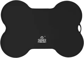 Dog Food Mat Dog Bowl Mat for Food and Water Silicone Non Spill Cat Feeding Mat Puppy Placemat Waterproof - 20.5" X 14.5", Black