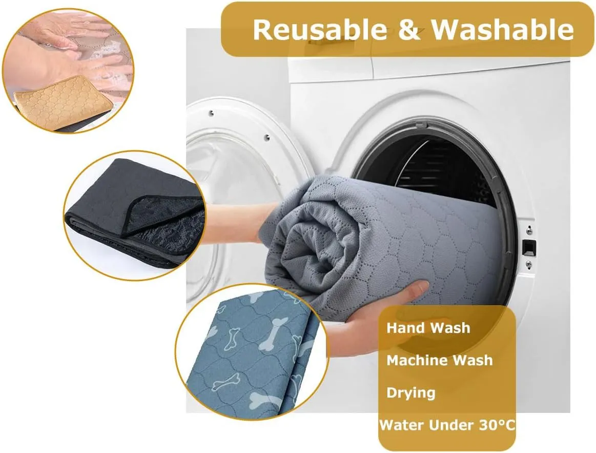 Dog Pee Pad,Reusable Washable Dog Pee Mat, Washable Pee Pads for Dogs,Washable Dog Pee Pads,Waterproof Pet Bed Cover for Cats and Dogs, Absorbent (19x27 inches(Pack of 2), Rectangular-GreyPrinted)