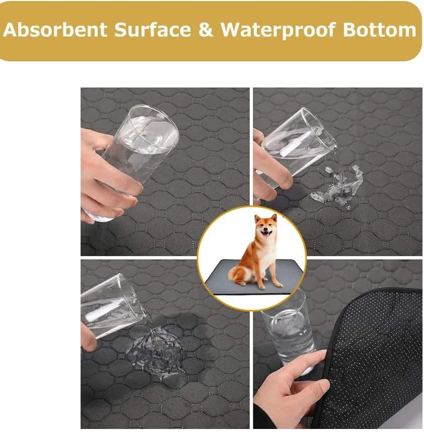 Dog Pee Pad,Reusable Washable Dog Pee Mat, Washable Pee Pads for Dogs,Washable Dog Pee Pads,Waterproof Pet Bed Cover for Cats and Dogs, Absorbent (19x27 inches(Pack of 2), Rectangular-GreyPrinted)