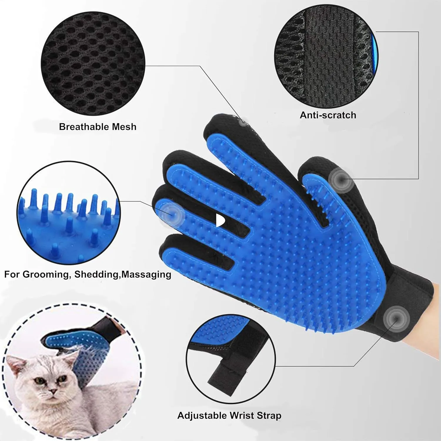 Dog Washing Gloves Brush for Pet: JOANGIHC 3PCS Dogs Shedding Wash Massage Gloves Grooming for Short Long Haired Dogs Cats (Light Green)