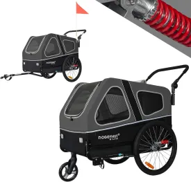 DOGGYHUT S-Line XL Pet Bike Trailer & Stroller for Dogs Up to 100 lbs,Folding Frame Cart, Suspension Wheels,Low Center of Gravity, Parking Brakes
