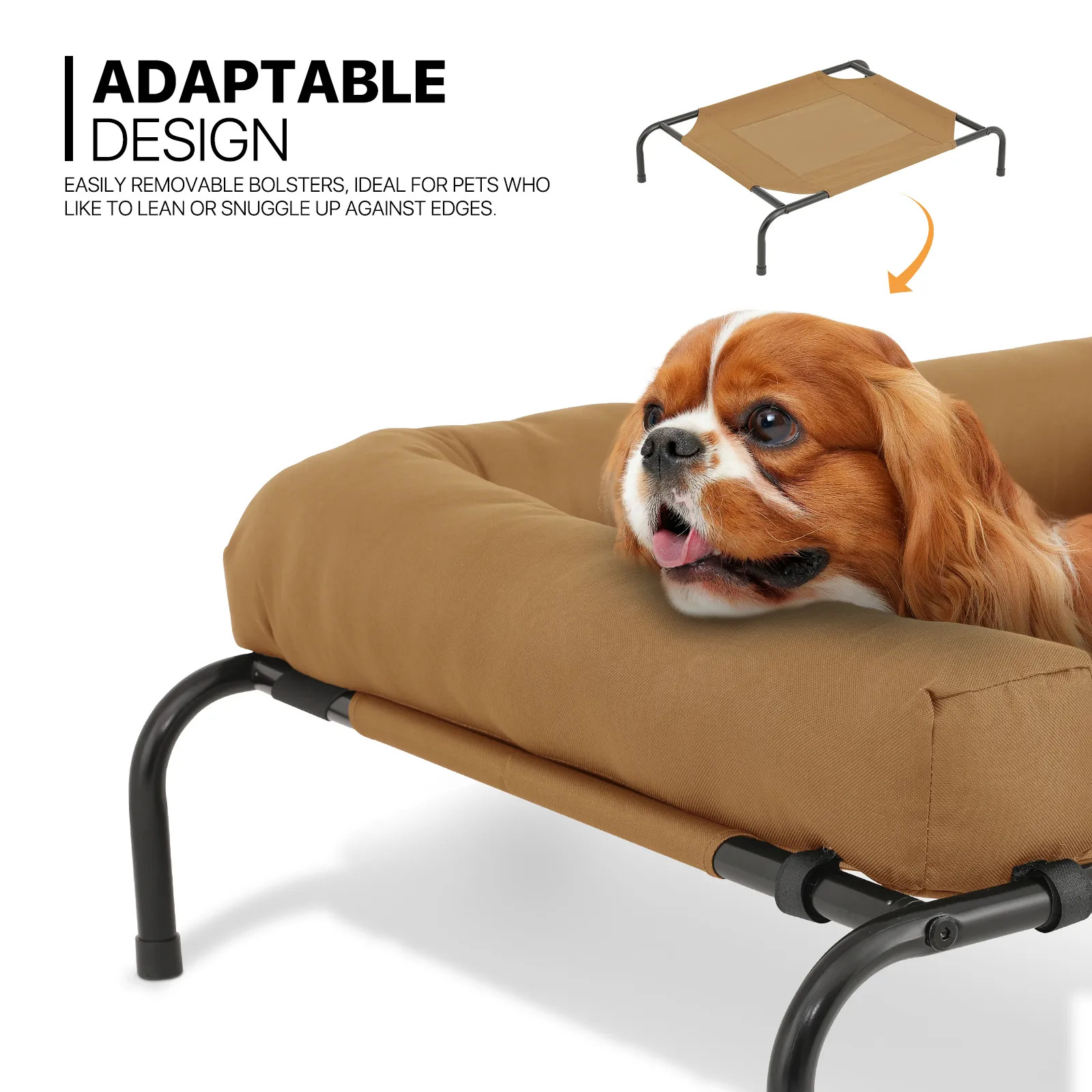 Elevated Dog Bed - w/ Removable Bolster - 42'' Length