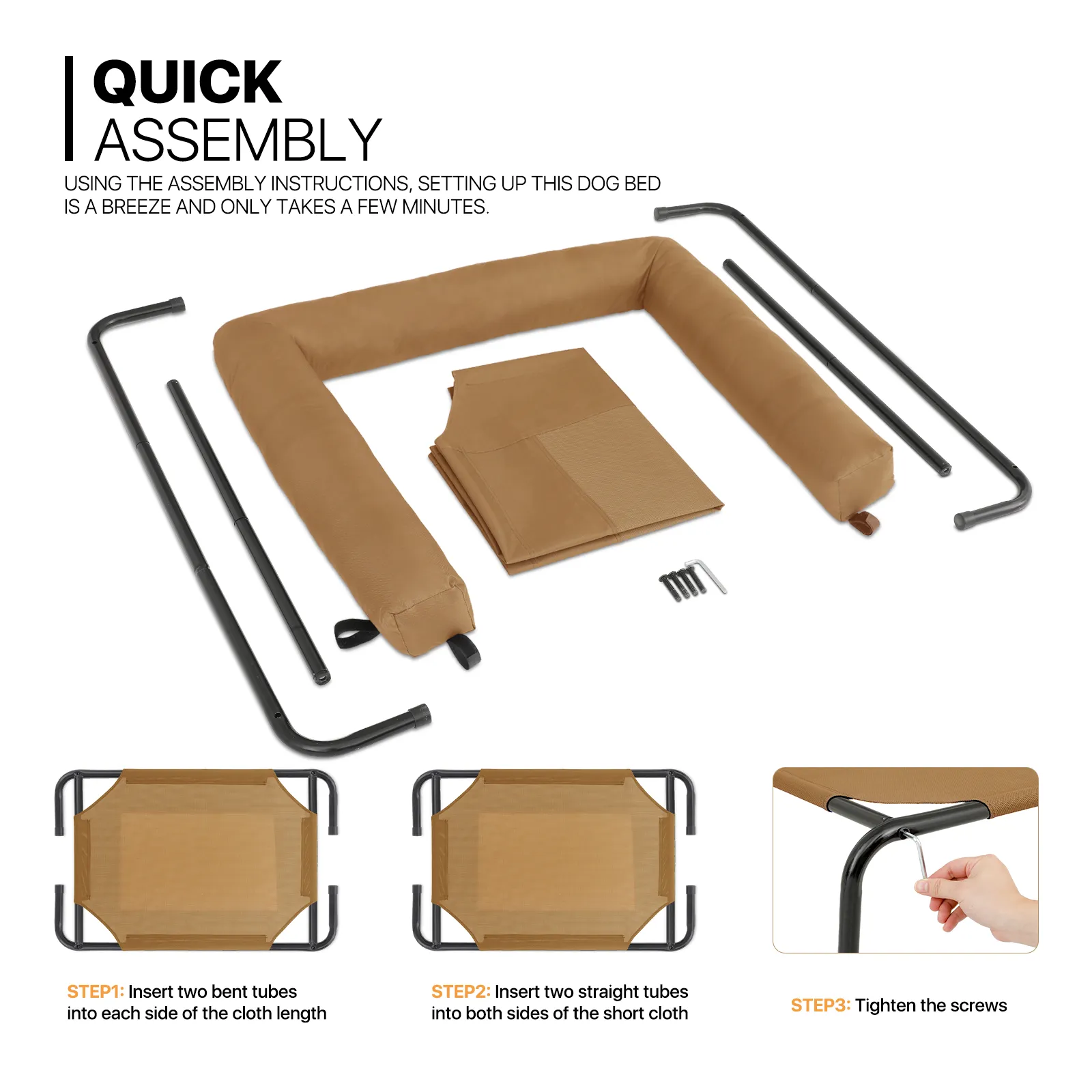 Elevated Dog Bed - w/ Removable Bolster - 42'' Length