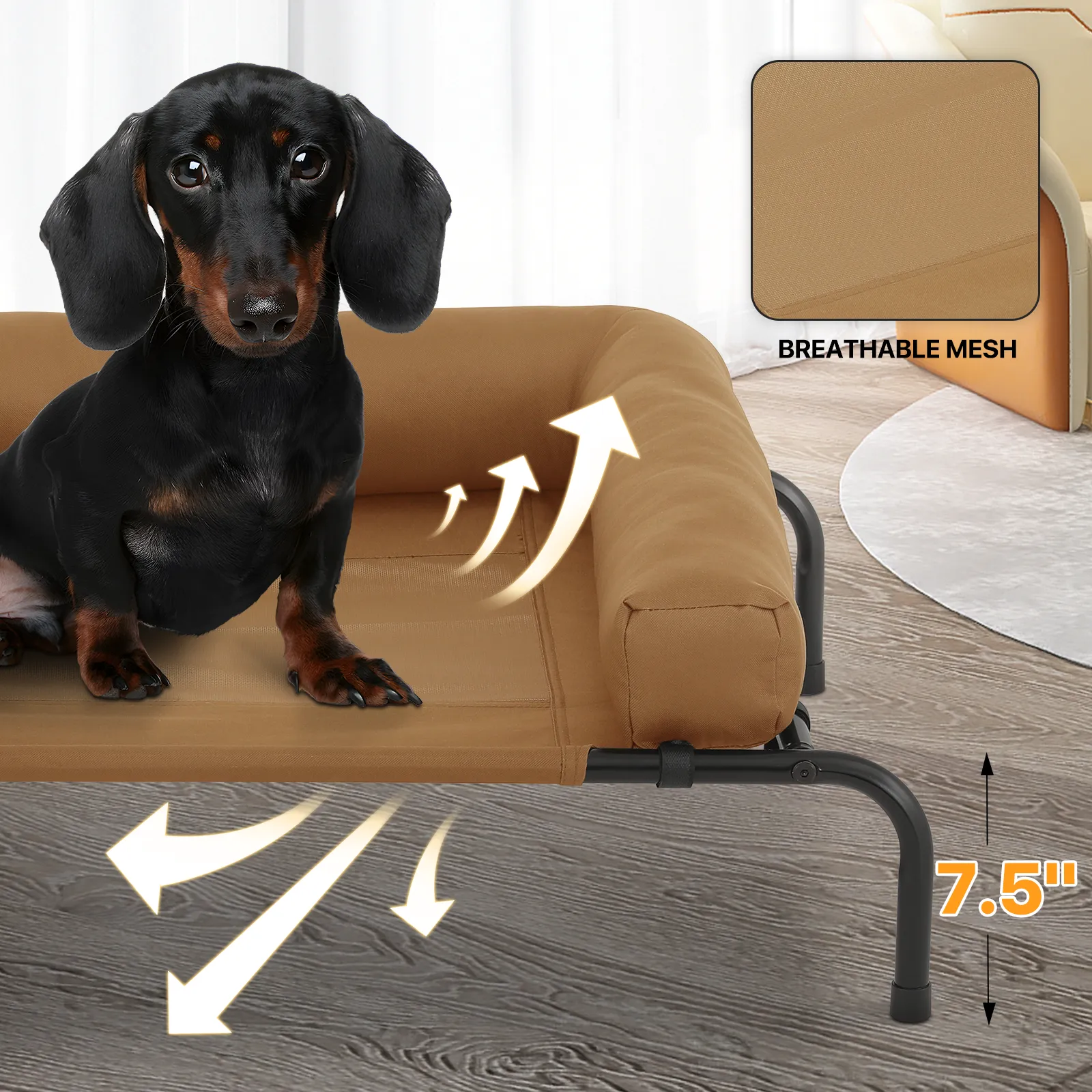 Elevated Dog Bed - w/ Removable Bolster - 42'' Length