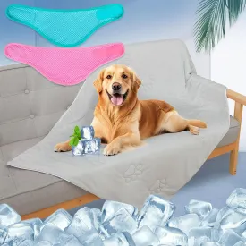 EXPAWLORER Premium Dog Cooling Blanket,High Q-MAX 0.4  Cold Washable Pet Mat with Cute Paw Pattern for Hot Weather   Dog Cooling Bandana - 2 Pack Instant Chill Out Pet Scarf Adjustable