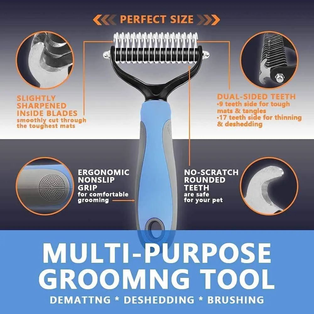 Ezana Professional Pet Grooming Tool Set 2-in-1 Dematting Comb   Gloves