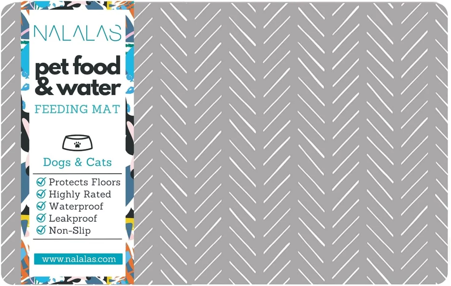 Gray Mud Cloth Pet Food Mat