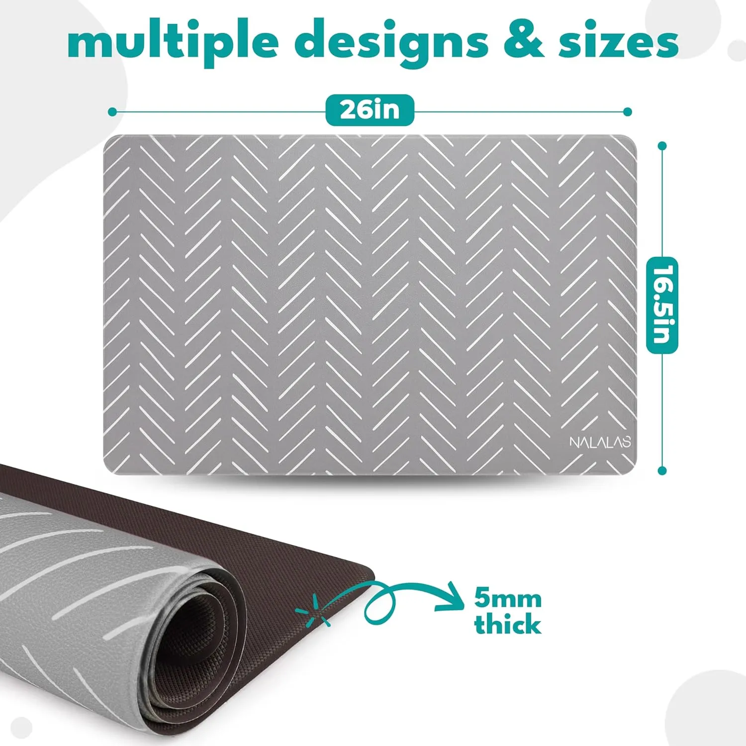 Gray Mud Cloth Pet Food Mat