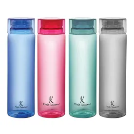 Homestic BPA Free Plastic Water Bottles | Breakproof, Leakproof, Food Grade PET Bottles | Water Bottle for Kids & Adults | Plastic Bottle Set of 4 |Assorted