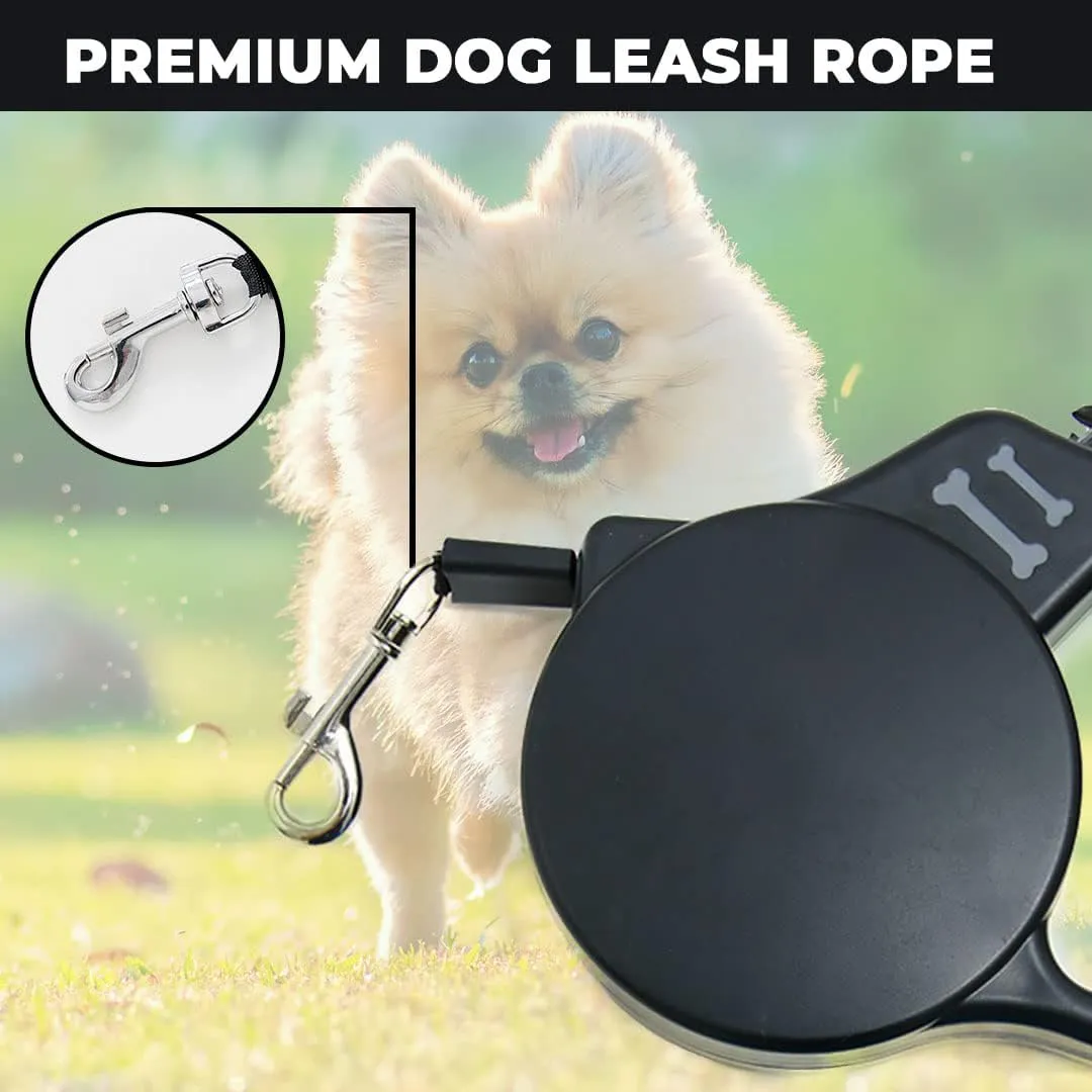 Kuber Industries Pack of 5 Retractable Dog Leash|One Button Break with Safety Lock|Automatic & Non-Slip Handle|Soft Padded Handle for Comfortable Grip|Pet Training & Walking Accessory|Black