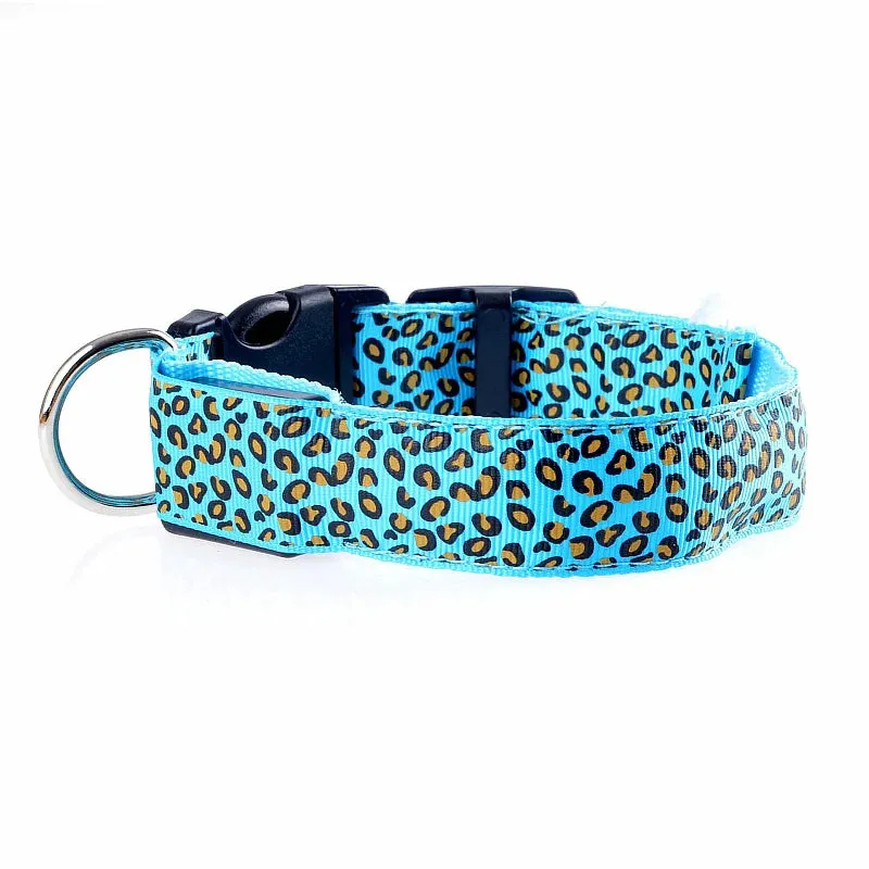 Leopard LED Adjustable Dog Collar - Night Safety Glowing Pet Collar