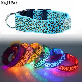 Leopard LED Adjustable Dog Collar - Night Safety Glowing Pet Collar