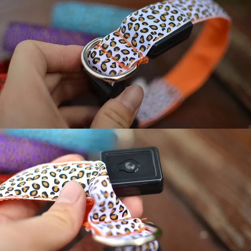 Leopard LED Adjustable Dog Collar - Night Safety Glowing Pet Collar