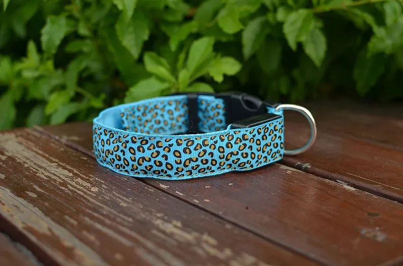 Leopard LED Adjustable Dog Collar - Night Safety Glowing Pet Collar