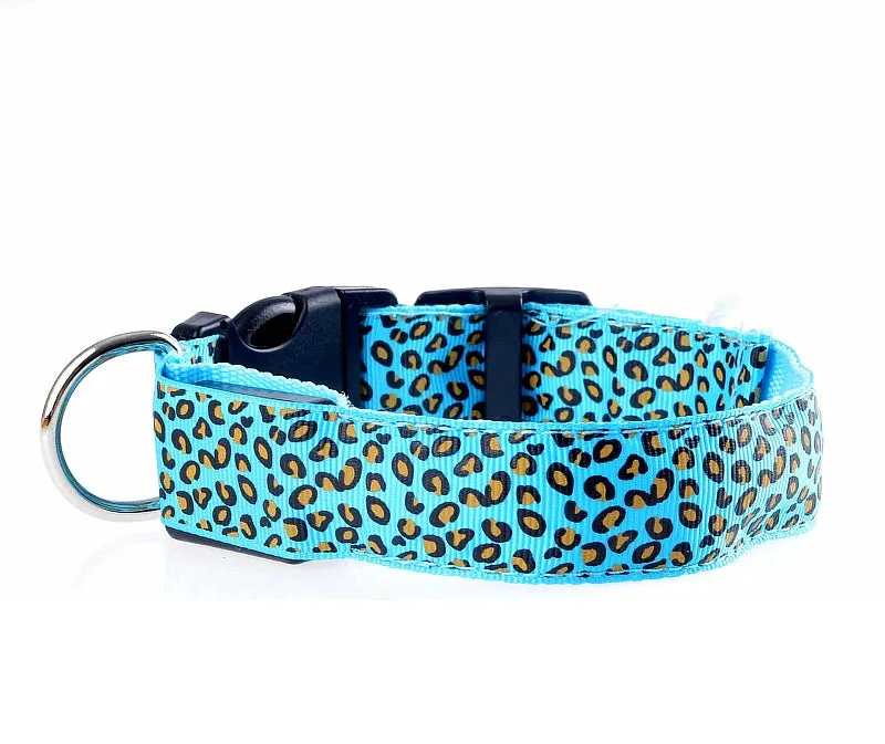 Leopard LED Adjustable Dog Collar - Night Safety Glowing Pet Collar