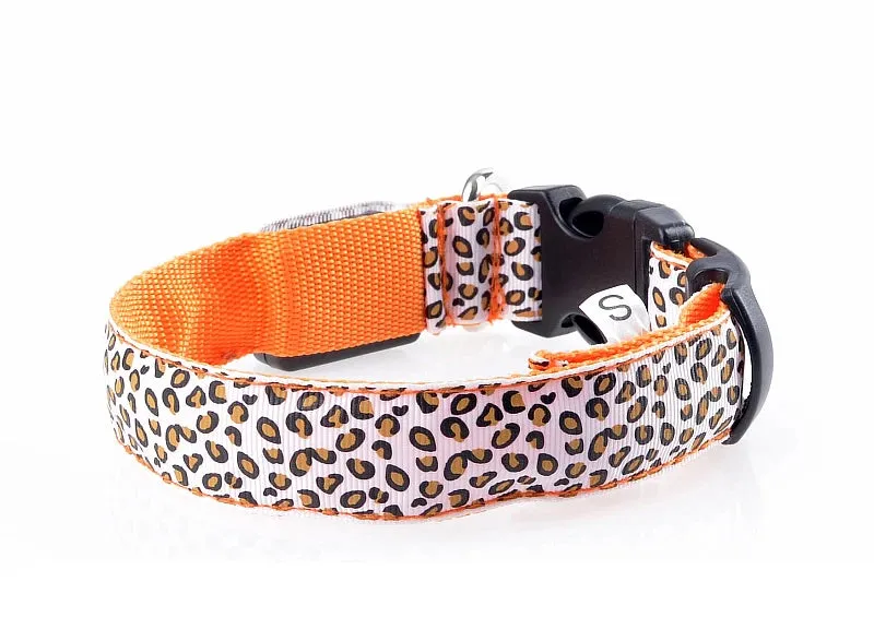 Leopard LED Adjustable Dog Collar - Night Safety Glowing Pet Collar