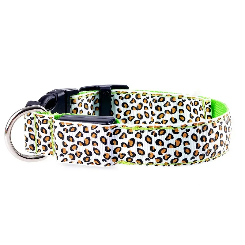 Leopard LED Adjustable Dog Collar - Night Safety Glowing Pet Collar