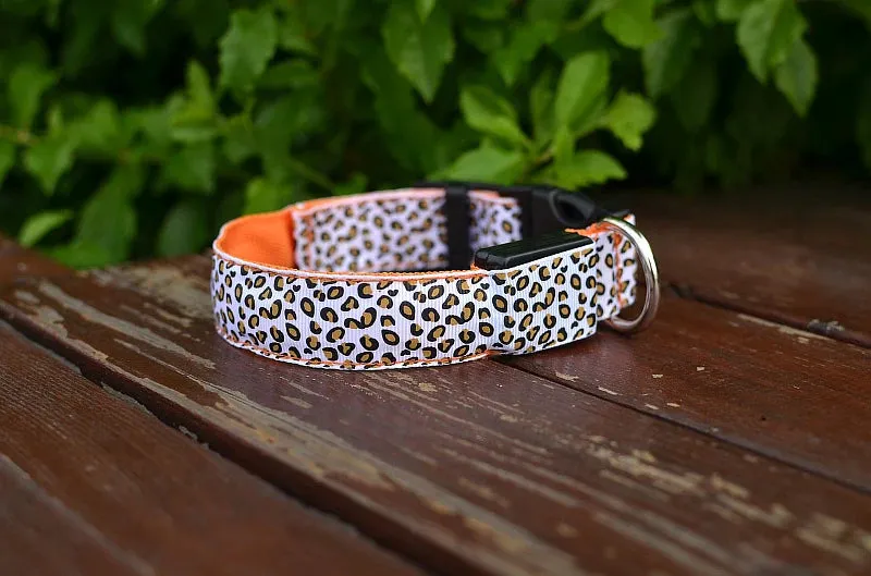 Leopard LED Adjustable Dog Collar - Night Safety Glowing Pet Collar