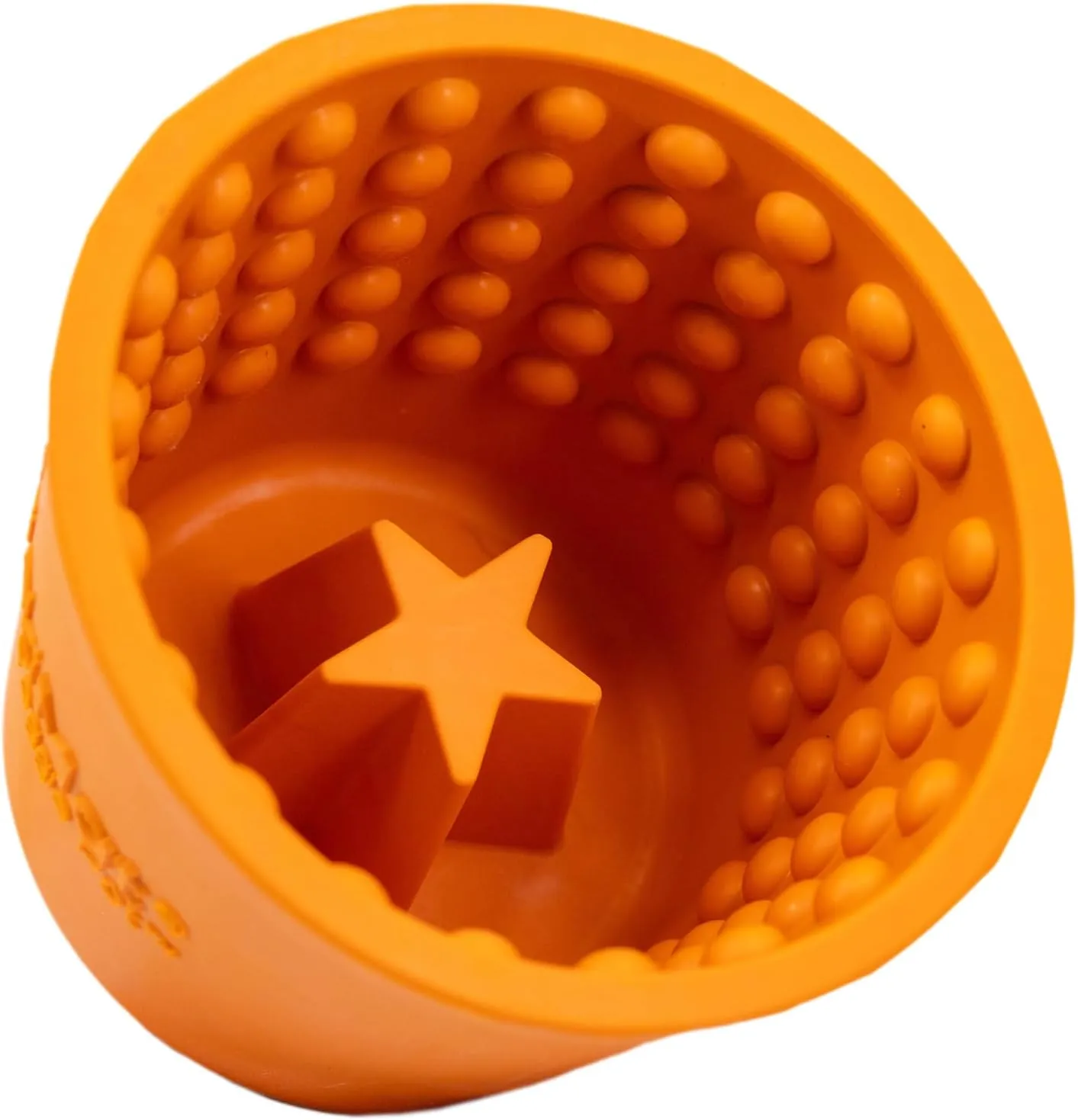 LICKIMAT Yoggie Pot - Distraction, Fun and Enrichment. Long Lasting Rubber Licking Treat Dispenser for All Dog Sizes and Slow Feeder for Small Dogs - Orange