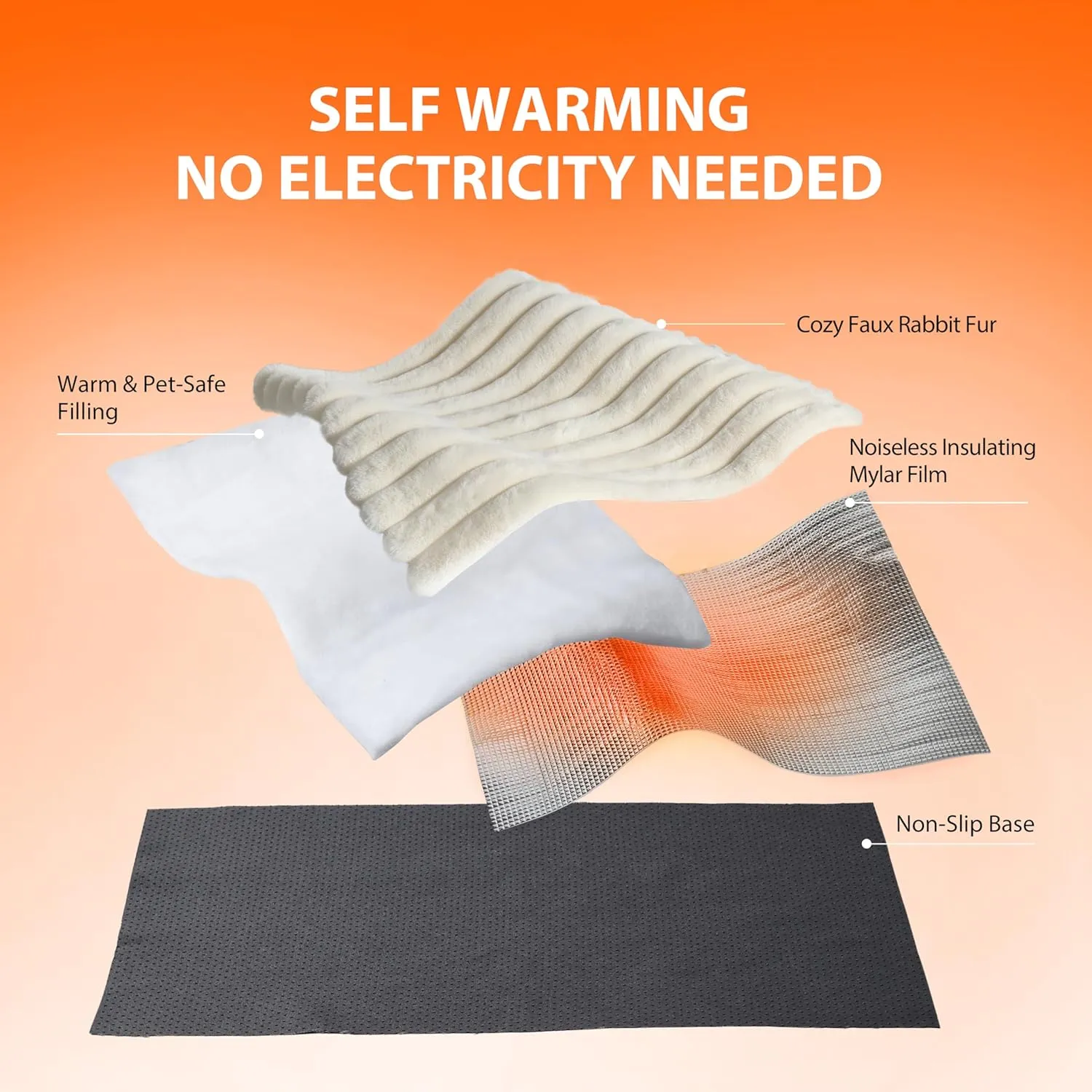Luxury Soft Self Warming Cat Bed, 24" x 18" Thermal Warm Small Dog Pad for Indoor & Outdoor, Washable Pet Mat with Non-Slip Bottom (Beige)