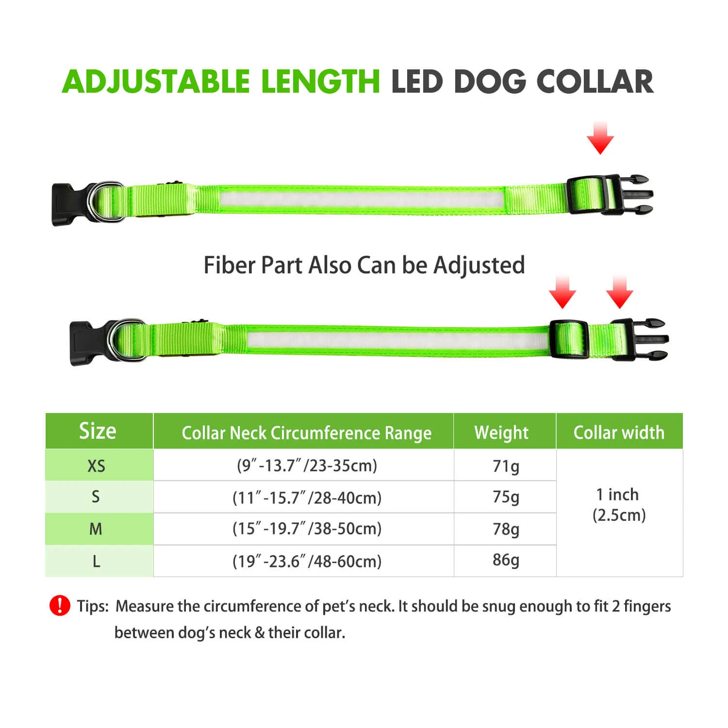 MASBRILL Rechargeable Waterproof Light-Up Dog Collar