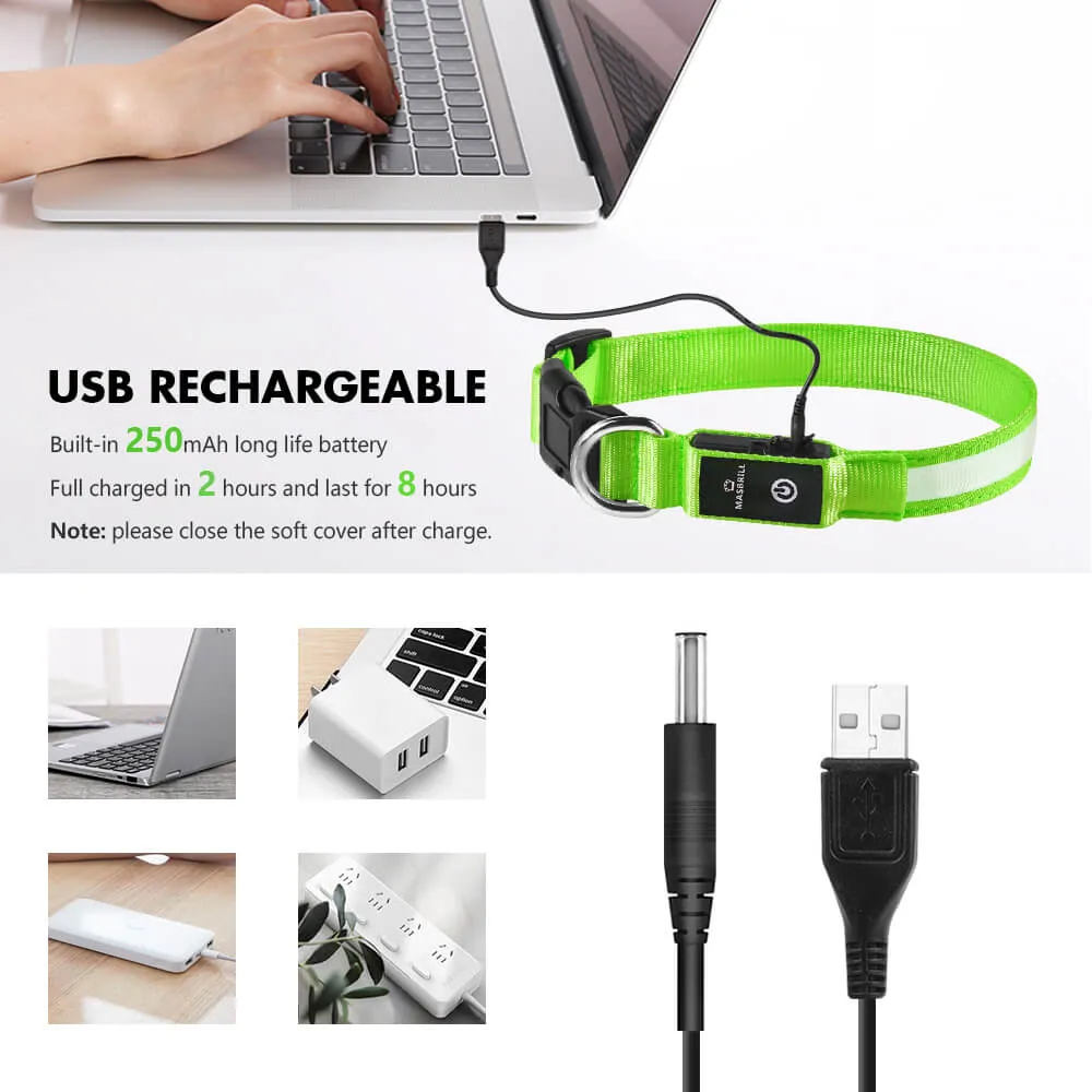 MASBRILL Rechargeable Waterproof Light-Up Dog Collar