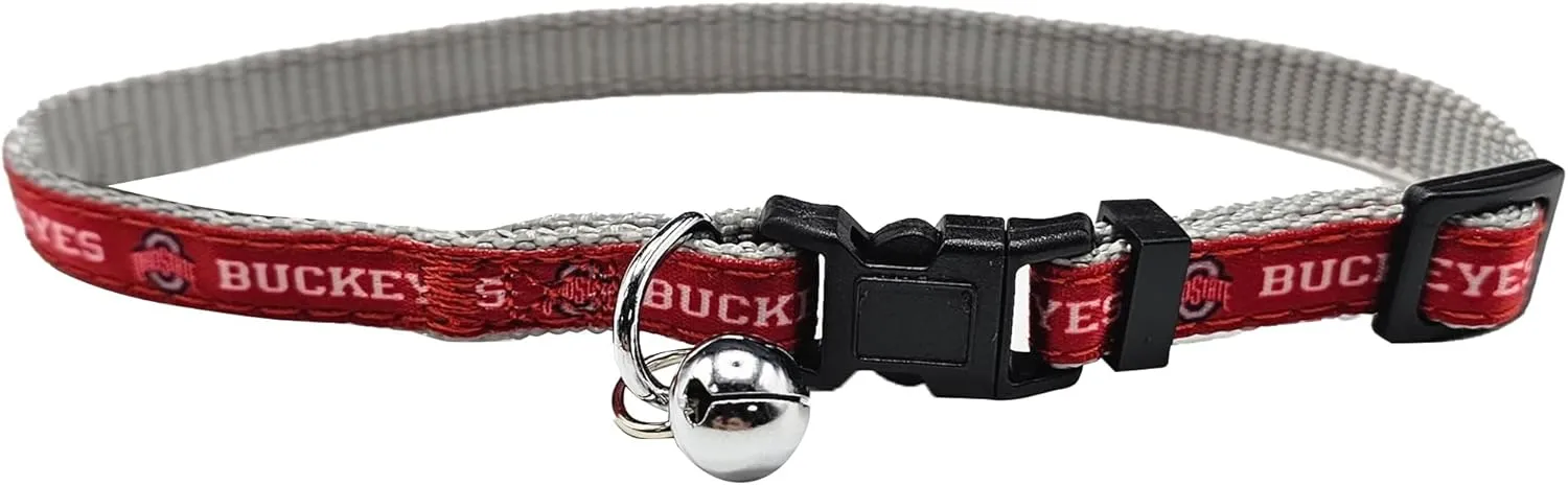NCAA CAT Collar Ohio State Buckeyes Satin Cat Collar College Sports Team Collar for Dogs & Cats. A Shiny & Colorful Cat Collar with Ringing Bell Pendant