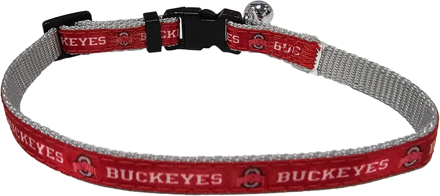 NCAA CAT Collar Ohio State Buckeyes Satin Cat Collar College Sports Team Collar for Dogs & Cats. A Shiny & Colorful Cat Collar with Ringing Bell Pendant