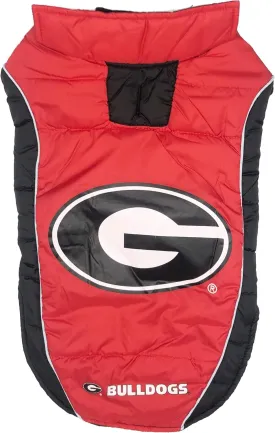 NCAA Georgia Bulldogs Puffer Vest for Dogs & Cats, Size Small. Warm, Cozy, and Waterproof Dog Coat, for Small and Large Dogs/Cats. Best NCAA Licensed PET Warming Sports Jacket